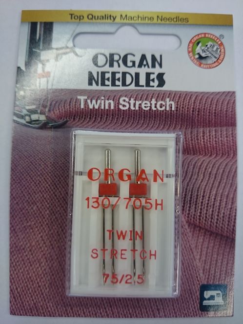Hovedbilde Organ symaskinnål - 2 st., Tvilling Stretch 2,5 mm 75/11