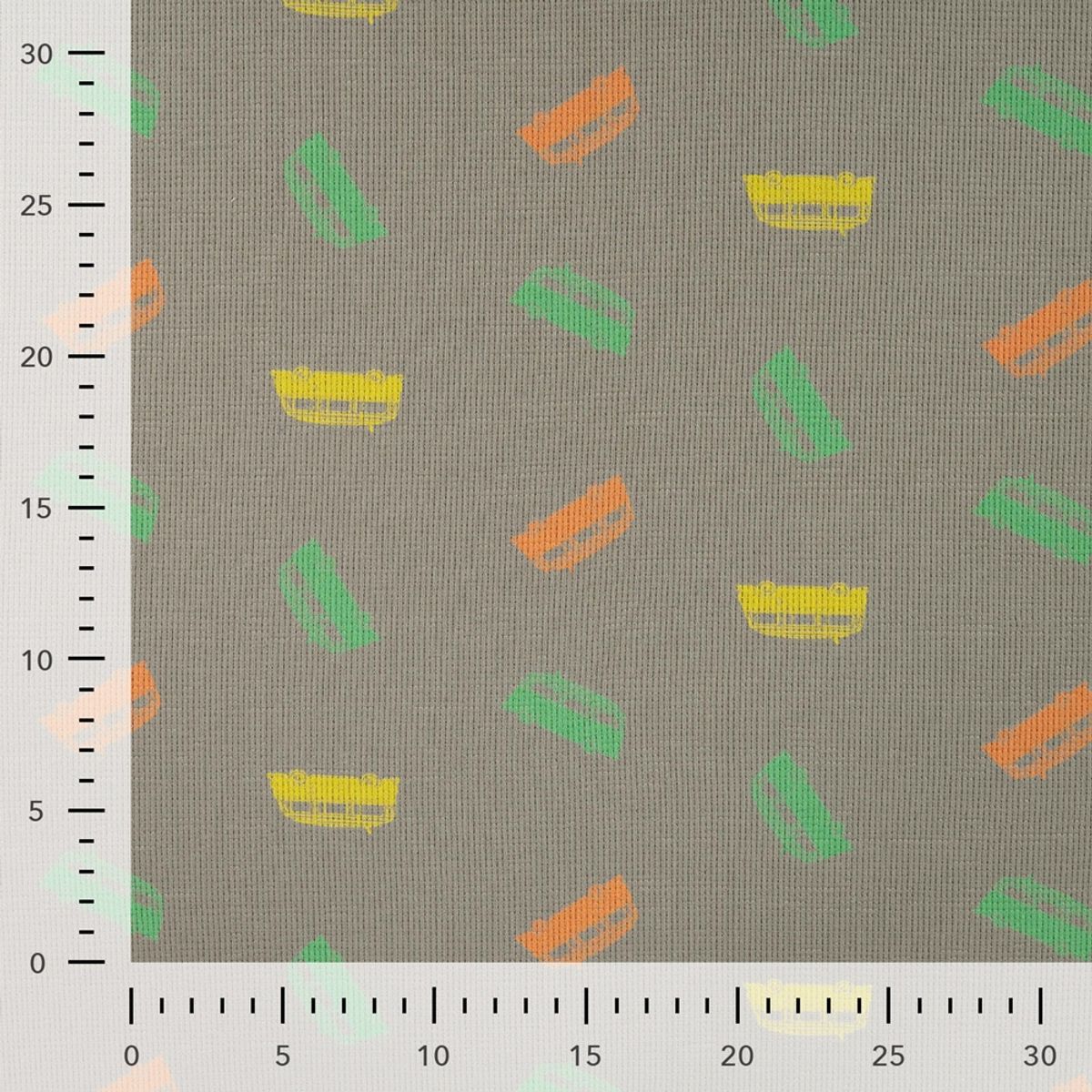 Vaffeljersey - biler, lys khaki