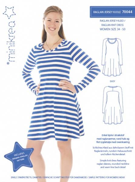 Bilde av Minikrea 70044 - Raglan kjole til stretchstoff, easy, 34-50