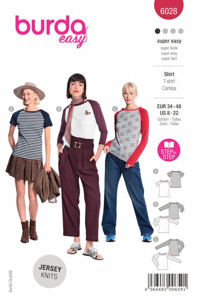 Bilde av 6028 - Burda - Raglan t-skjorter i jersey