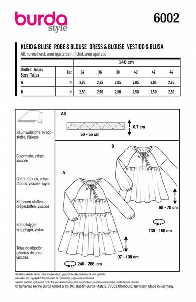 Bilde av 6002 - Burda - kjole & bluse med vidde