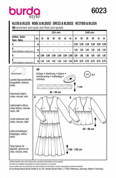 Bilde av 6023 - Burda - lett kjole & bluse