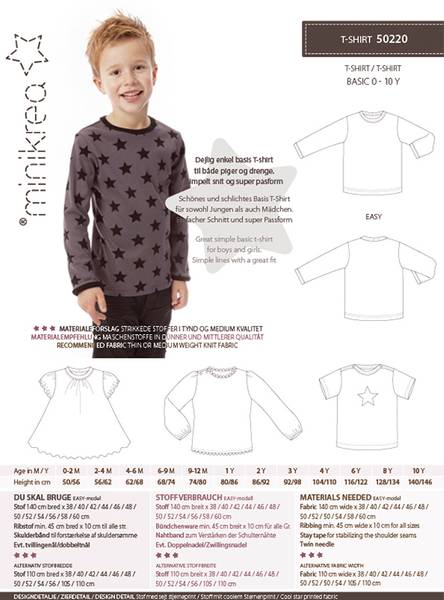 Bilde av Minikrea 50220 - basic t-skjorte/bluse 0-10 år