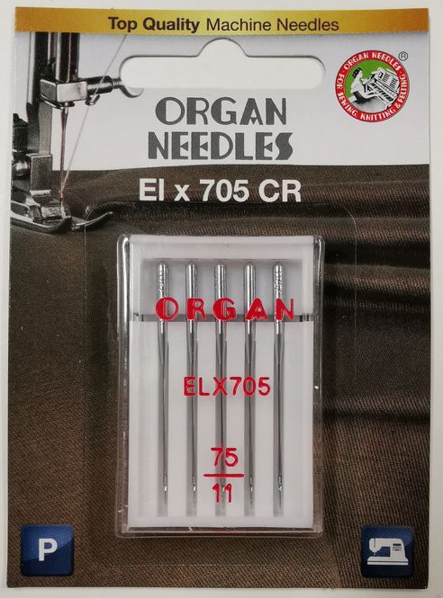 Hovedbilde Organ symaskinnål - 5st, Elx 705 Krom 75/11 serger