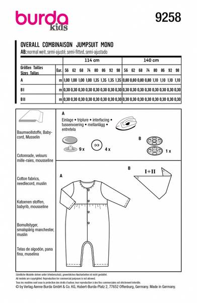 Bilde av 9258 - Burda - heldress uten føtter, m smekke
