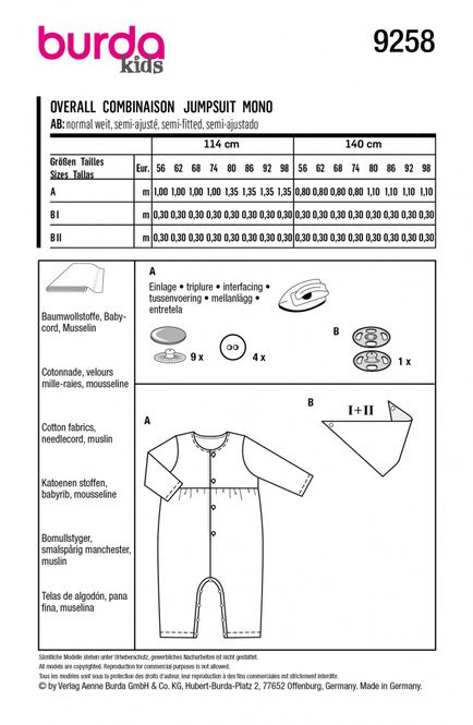Hovedbilde 9258 - Burda - heldress uten føtter, m smekke