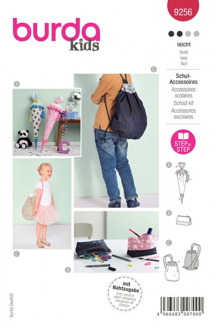 Hovedbilde 9256 - Burda - skole saker - penal, sekk/ gymbag