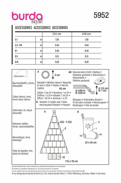 Bilde av 5952 - Burda - julekalender og julestrømpe