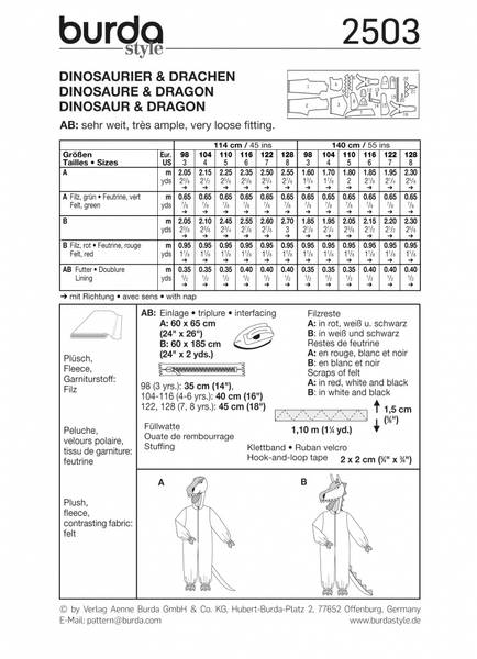 Bilde av 2503 - Burda - kostyme, dinosaur & drage