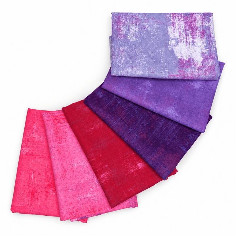 Grunge - stoffpakke, rosa-lilla, 30x110 cm, 6st.