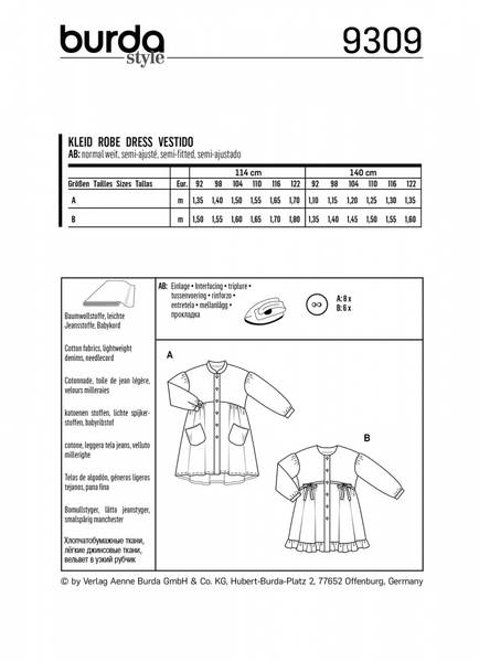 Bilde av 9309 - Burda - Kjole m/ knapper