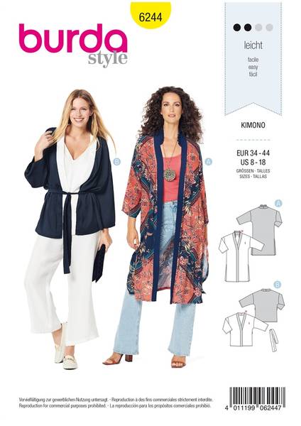 Bilde av 6244 - Burda - kimono, jakke