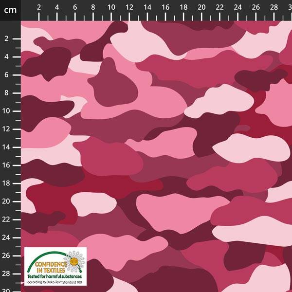 Bilde av Camo - sterk rosa camouflage, vevd bomull