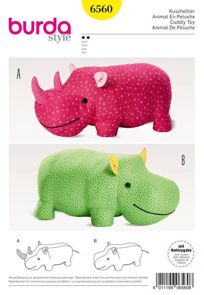 Bilde av 6560 - Burda - Kosedyr flodhest & neshorn