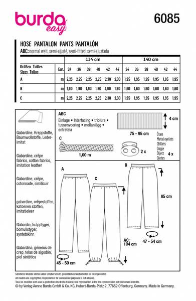 Bilde av 6085 - Burda - bukse