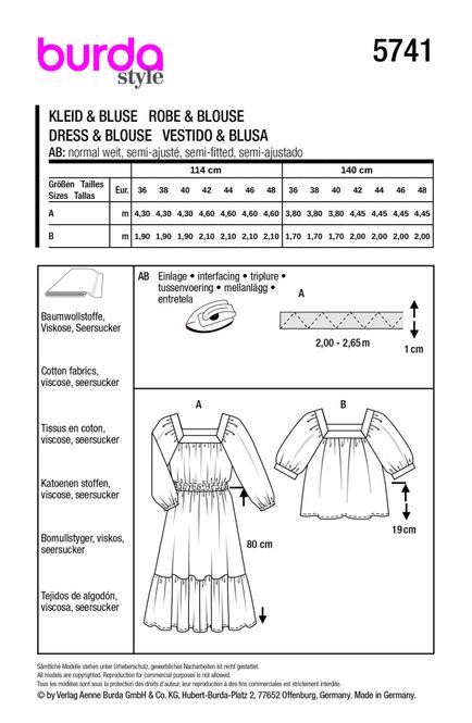 Hovedbilde 5741 - Burda - kjole & bluse m/ rynking