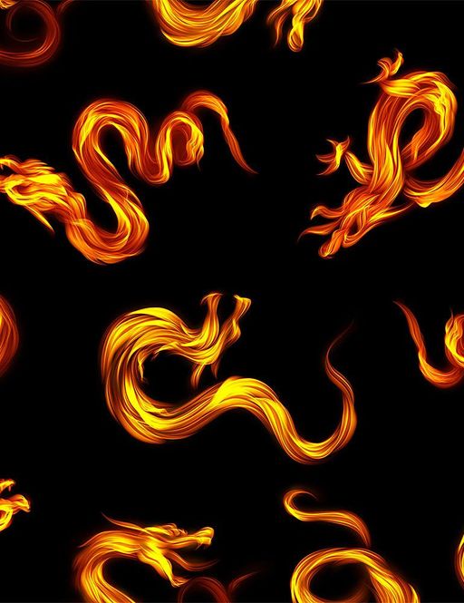 Hovedbilde Dragon Fire - ca 12 cm flammer på sort
