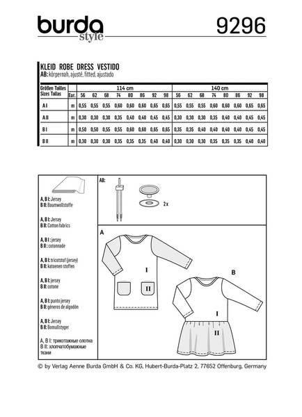 Bilde av 9296 - Burda - kjole, t-skjortekjole