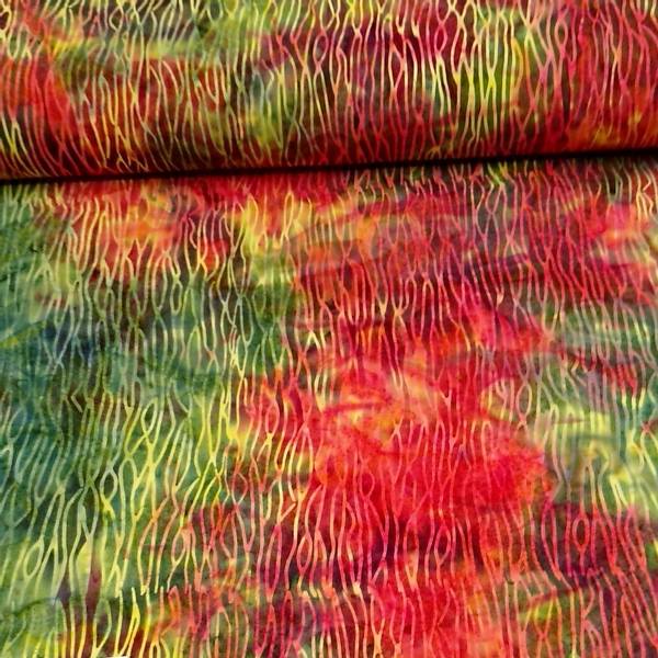 Bilde av Batikk - grønn-gul-rød stripemønster