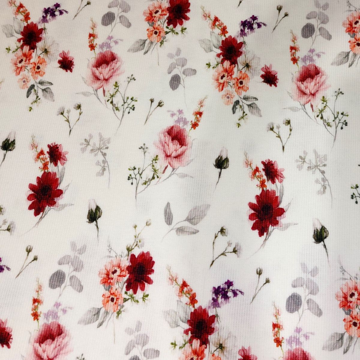 Ribbestrikket jersey - blomsterbukett