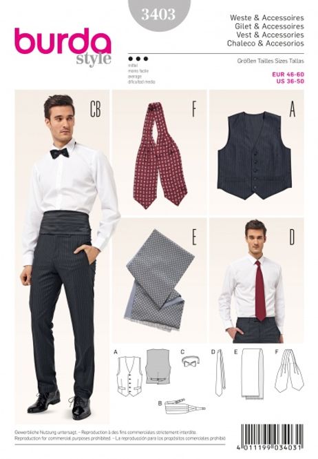 Hovedbilde 3403 - Burda - vest, slips, sløyfe, skjerf