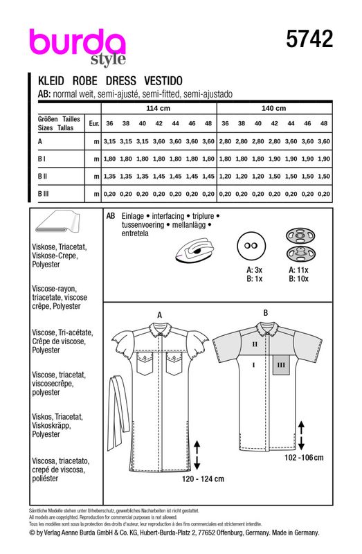 5742 - Burda - Skjortekjole
