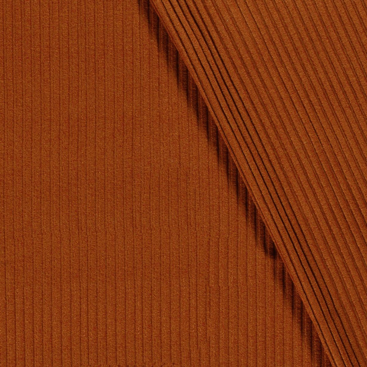 70 cm Ribbestrikket viskosejersey, kraftig - brent oransje