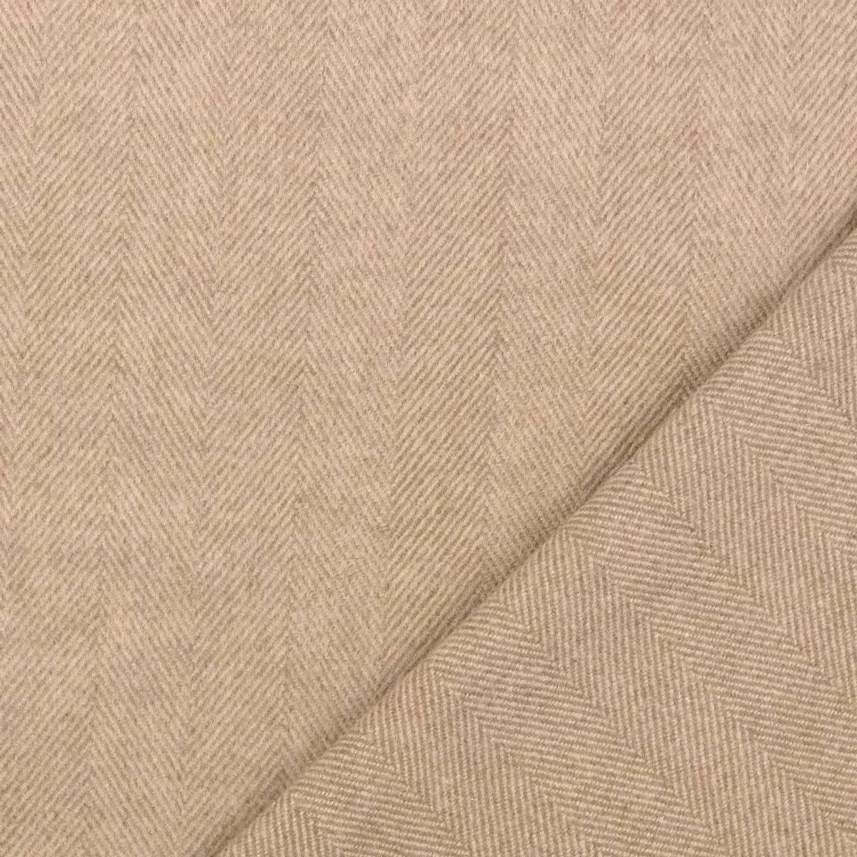 Kåpeull - fiskebensvevd ullmix - beige