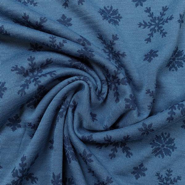 Bilde av Ull-jacquard jersey - snøfnugg, lys/mørk jeansblå