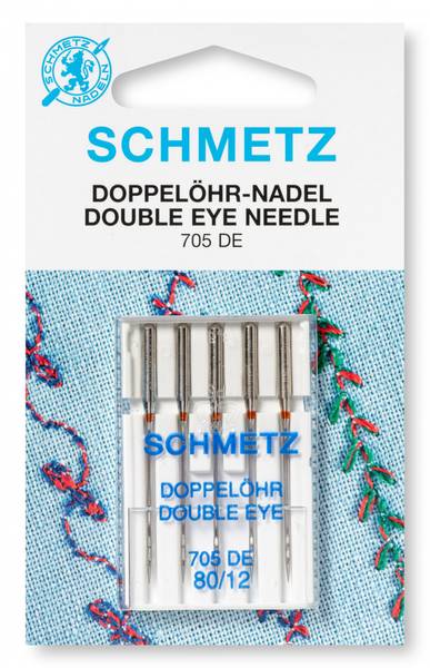 Bilde av Schmetz symaskinnål - 5 st dobbelt øye 80/12