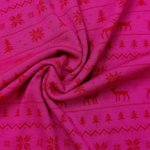 Bilde av Ull-jacquard jersey - reinsdyr, sterk rosa/rød