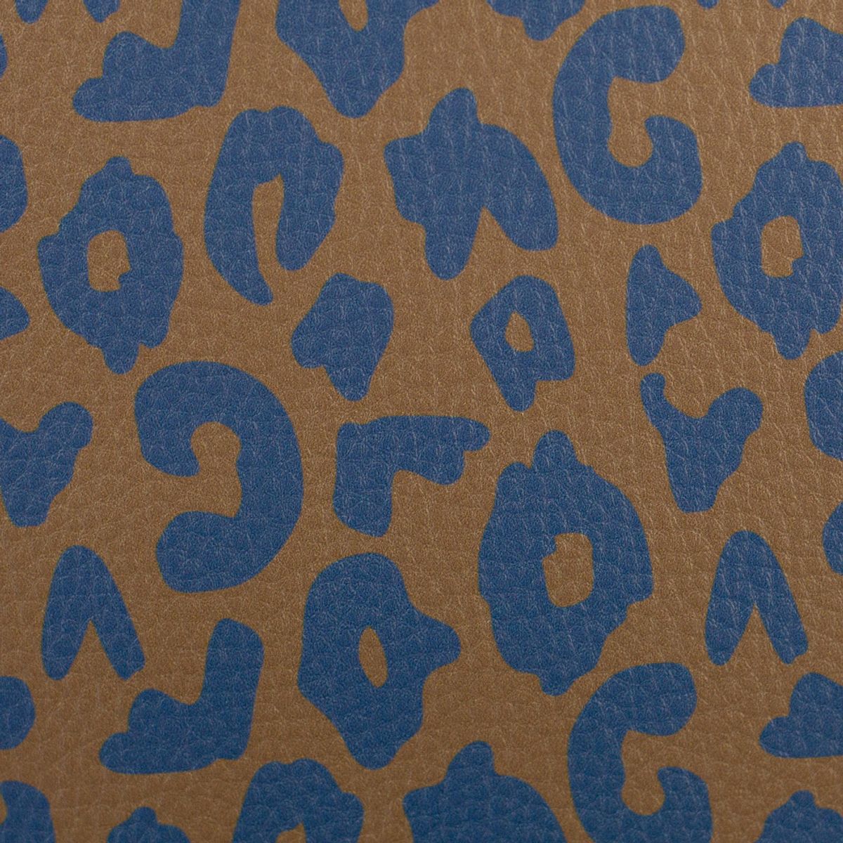 Imitert skinn, vinyl - Leopard, brun/jeansblå