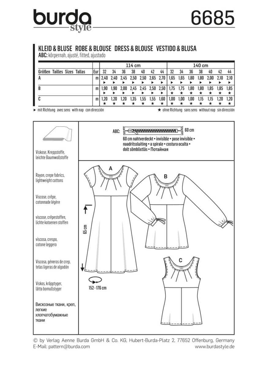 6685 - Burda - Kjole & bluse