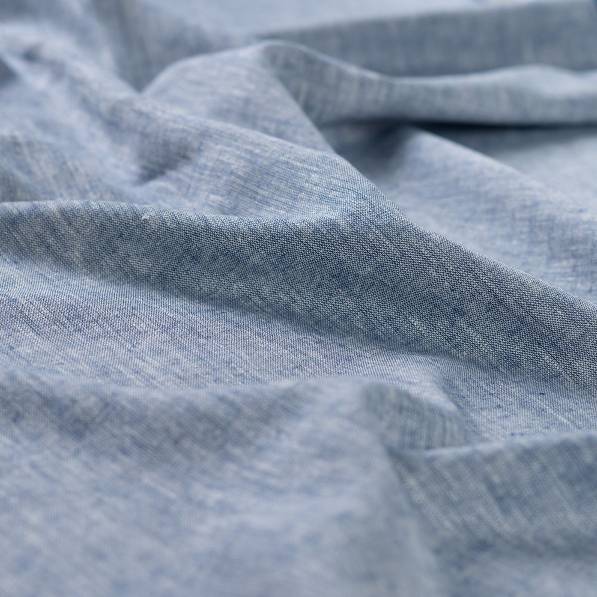 Lin-bomull - melert blå