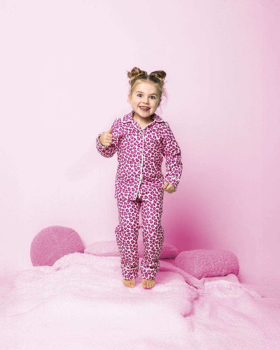 Flanell - leopardprint, sterk rosa