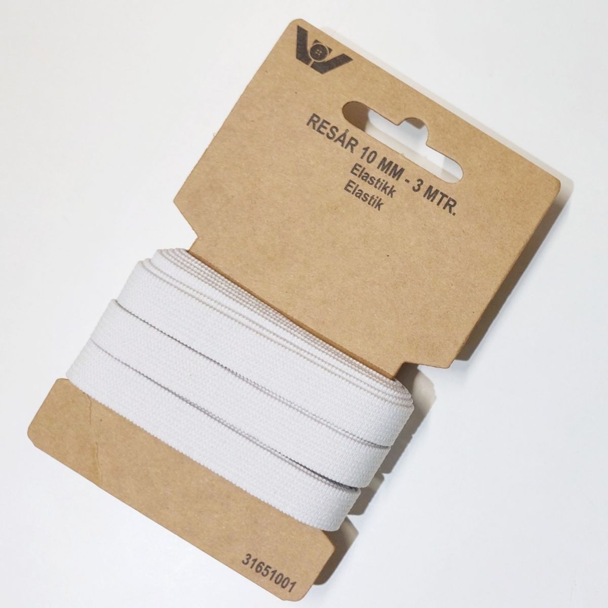 Strikk - Elastikk - 10 mm - 3m - hvit