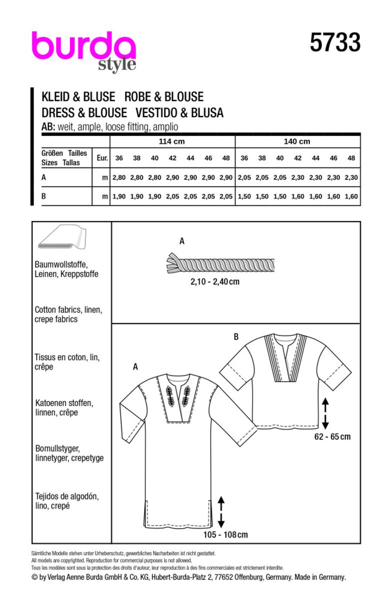 5733 - Burda - kaftan & bluse