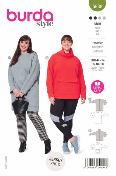 Bilde av 5988 - Burda - genser m/ høy hals