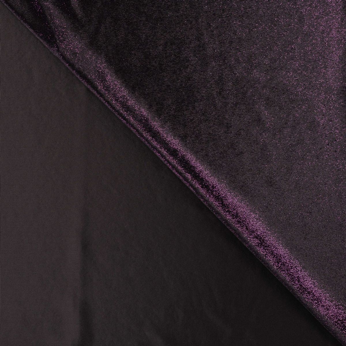 Stretch-velour - Sort m/ lilla glitter