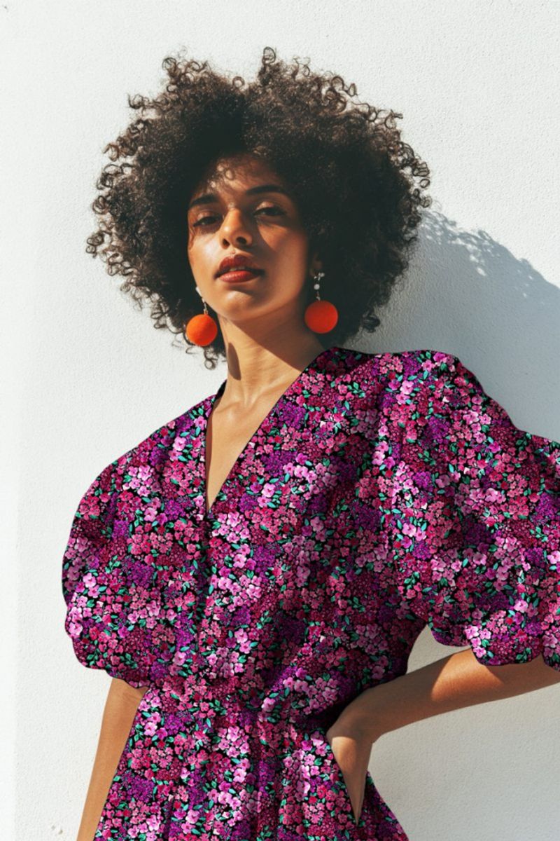 Bomullspoplin - blomster C1