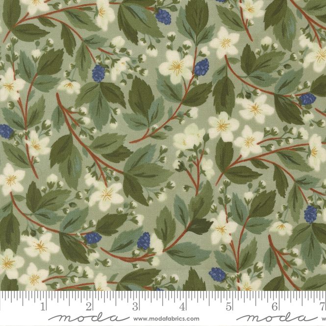 Hovedbilde Brookside - blomster & blader på dusgrønn