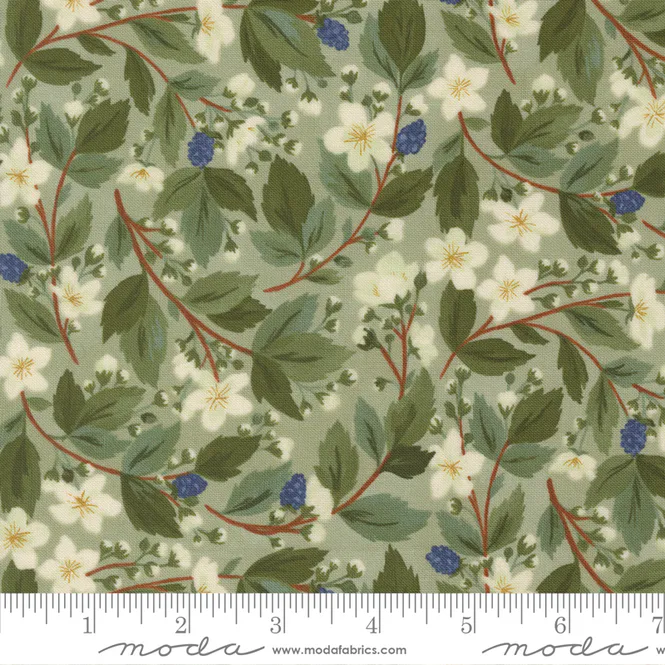 Hovedbilde Brookside - blomster & blader på dusgrønn
