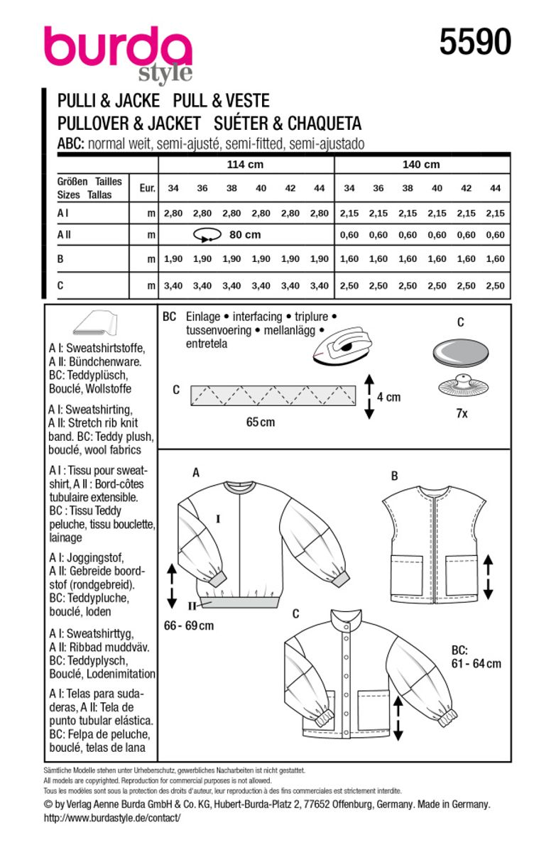 5590 - Burda - jakke, vest & genser