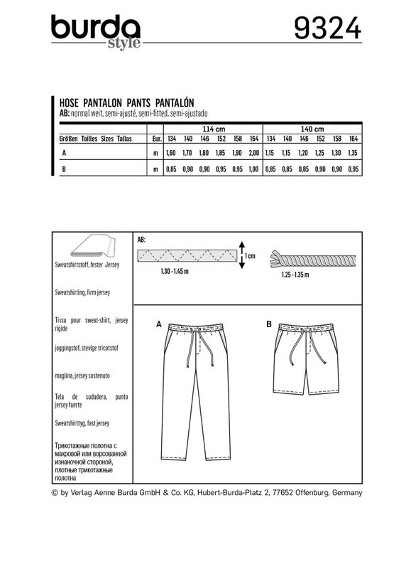 9324 - Burda - Joggebukse, shorts