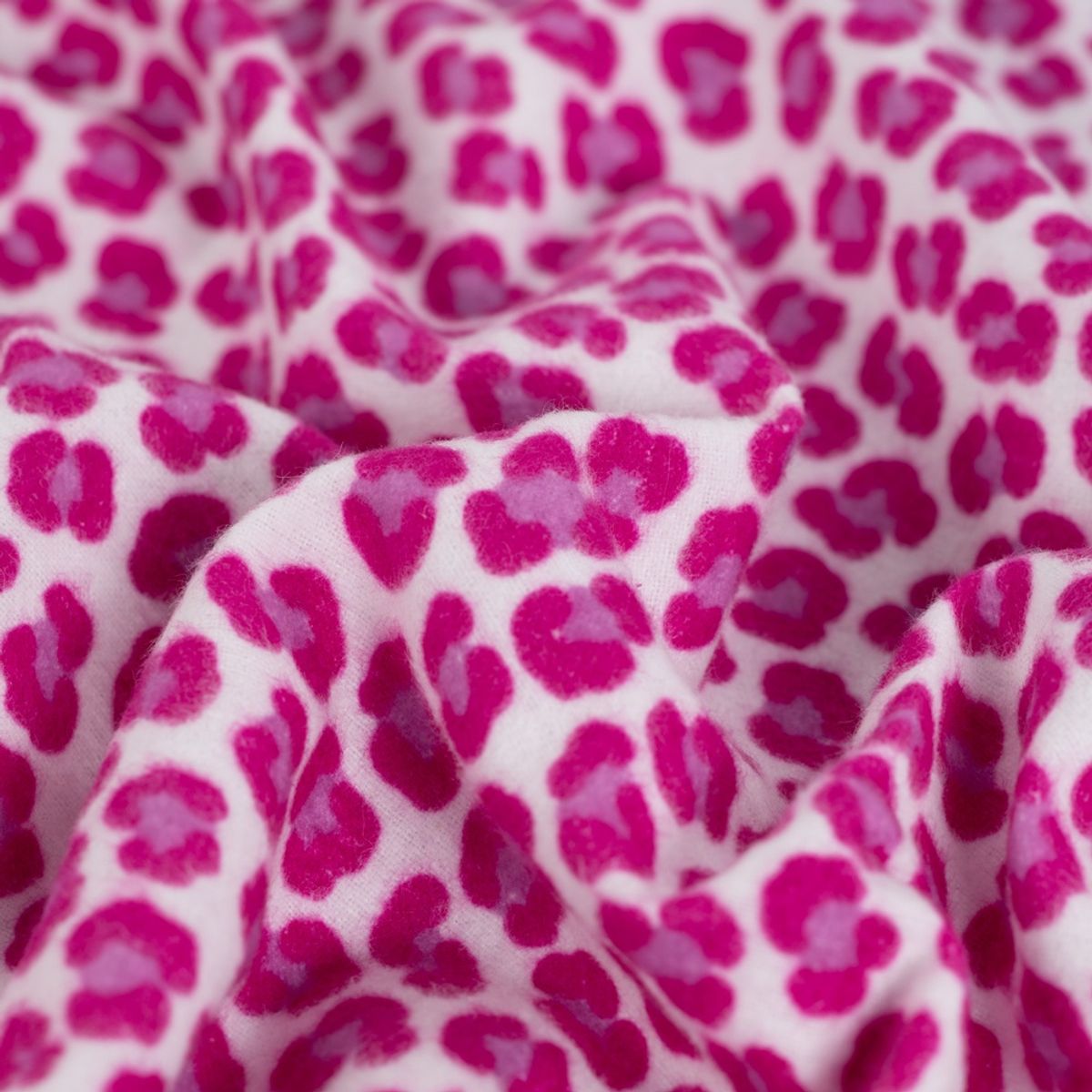 Flanell - leopardprint, sterk rosa