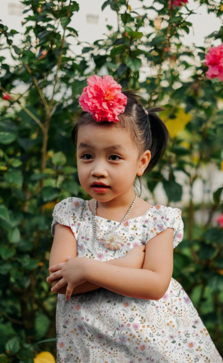 Musselin - små flerfargete blomster