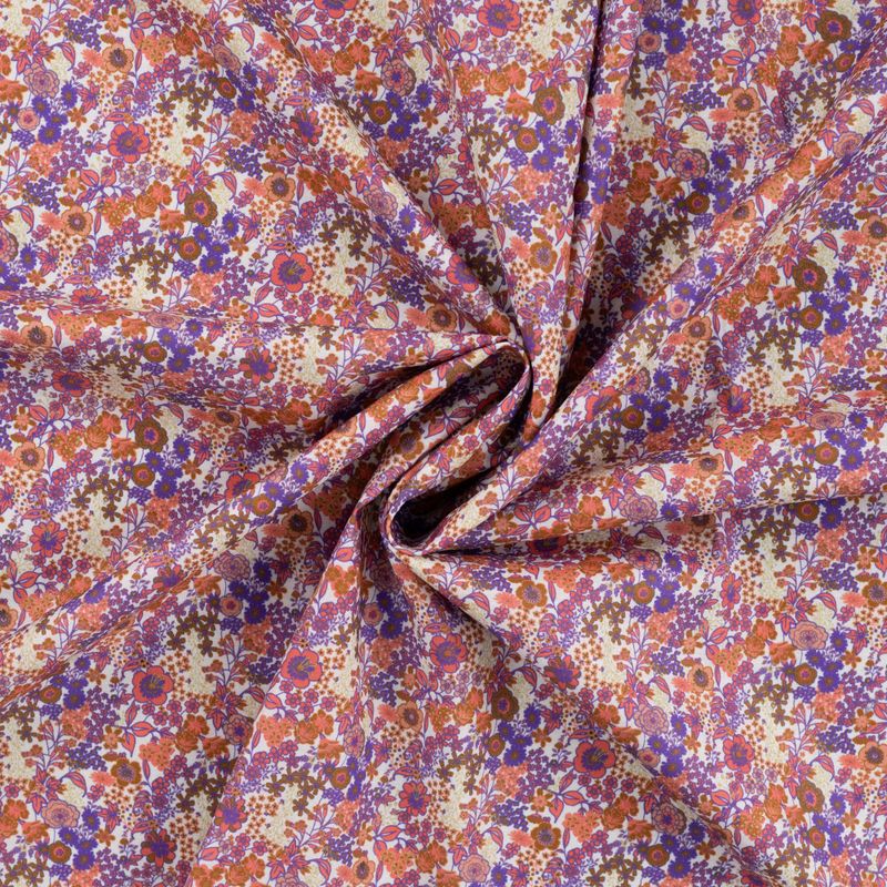 90 cm Voile, bomull, glatt - småblomstrete, lys oransje