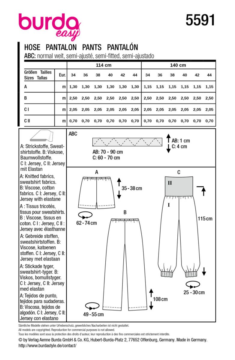 5591 - Burda - pysjbukse & shorts
