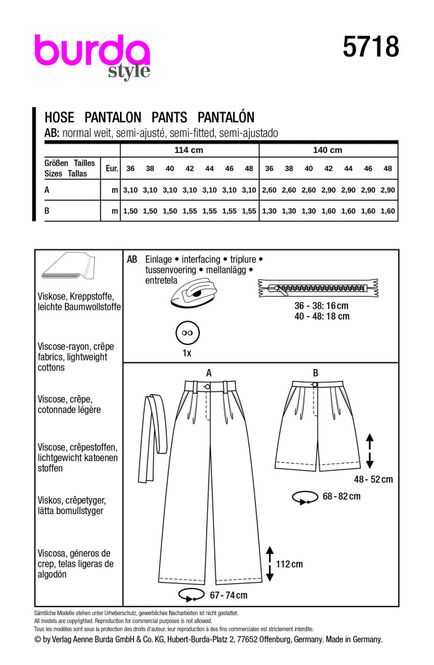Hovedbilde 5718 - Burda - vid bukse & shorts