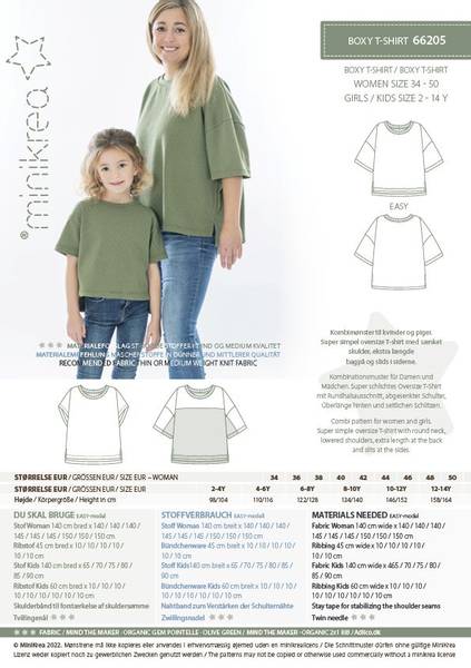Bilde av Minikrea 66205 - T-skjorte 2-14 år og 34-50 voksen